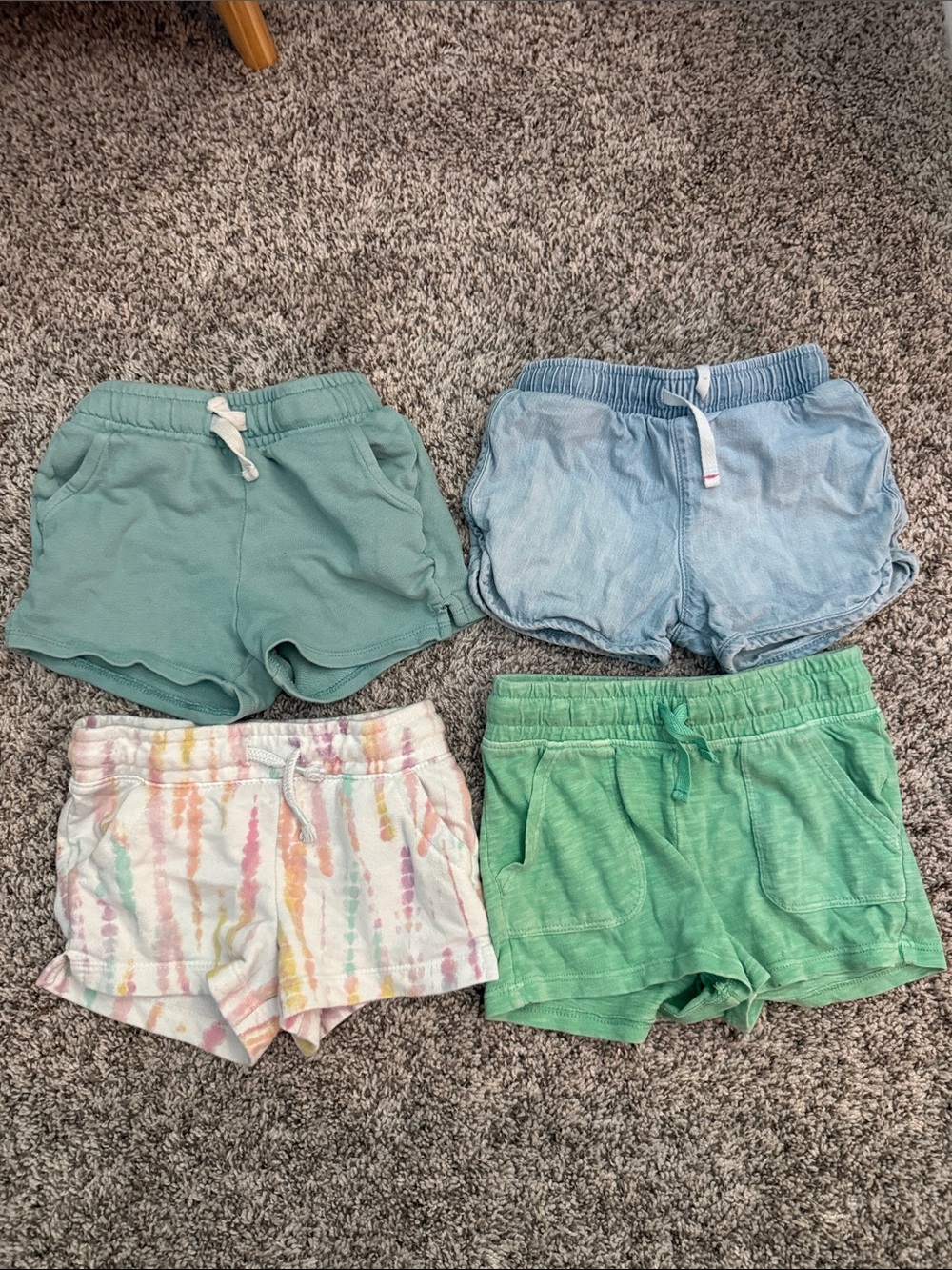 Cat & Jack Girls' Mint, Light Blue, Green & Pastel Tie-Dye Shorts Bundle
